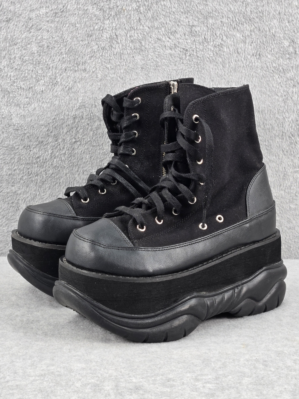 Demonia Neptune 115 Boots Womens 8 Black Canvas Vegan Leather Gothic Platform